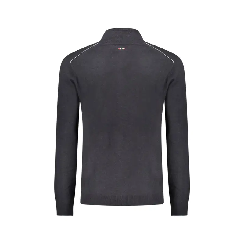 Maglione Uomo Nero Mezza Zip Maniche Lunghe miniatura 2