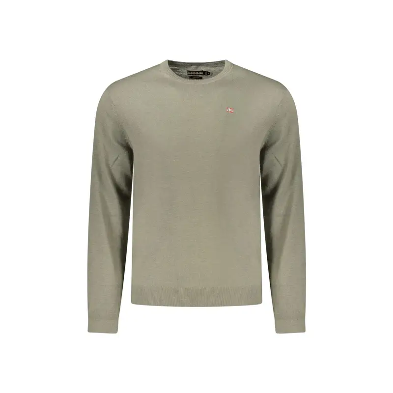 Maglione Uomo Verde Girocollo con Ricamo Logo