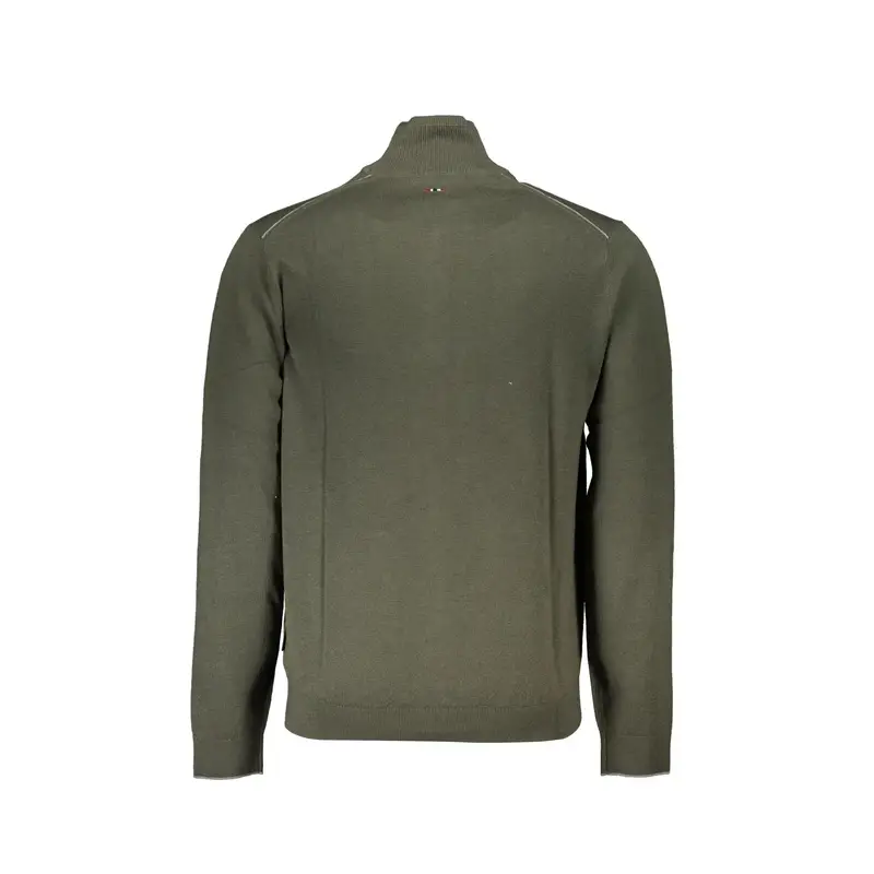 Maglione Uomo Verde Mezza Zip Maniche Lunghe miniatura 2