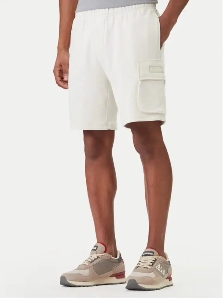 short cargo uomo in cotone bianco con logo