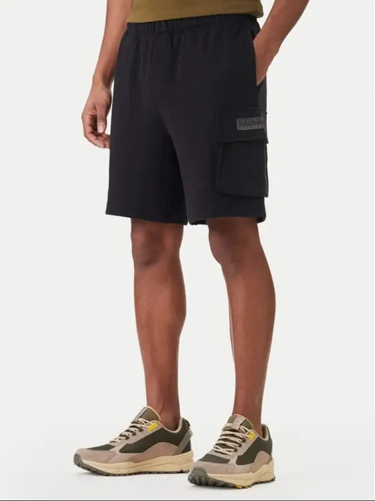 short cargo uomo in cotone nero con logo