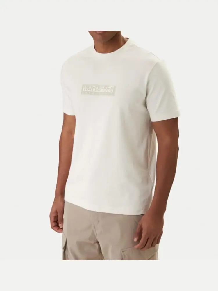 t-shirt in cotone bianco con stampa logo regular fit