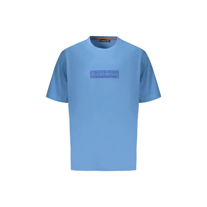 T-Shirt Maniche Corte Uomo Azzurra Stampa Logo Azzurro