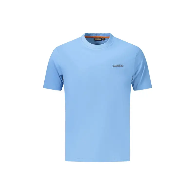 T-Shirt Maniche Corte Uomo Azzurra Stampa Logo Azzurro