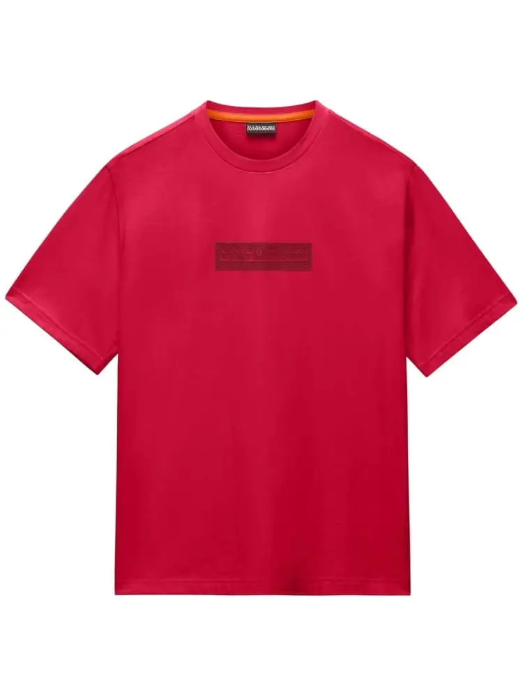 t-shirt uomo in cotone rosso con box logo