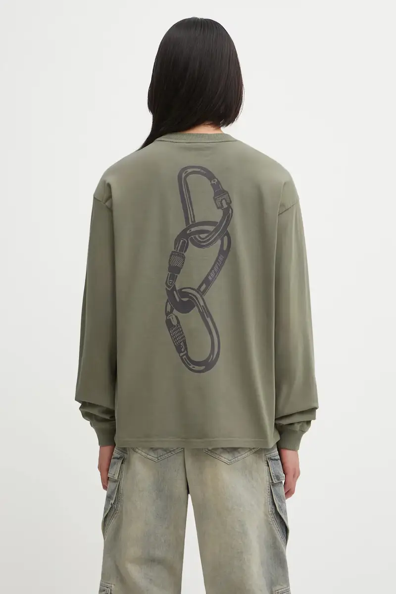 top a maniche lunghe in cotone S-Coldirai colore verde con applicazione NP0A88YCG0A1 miniatura 3