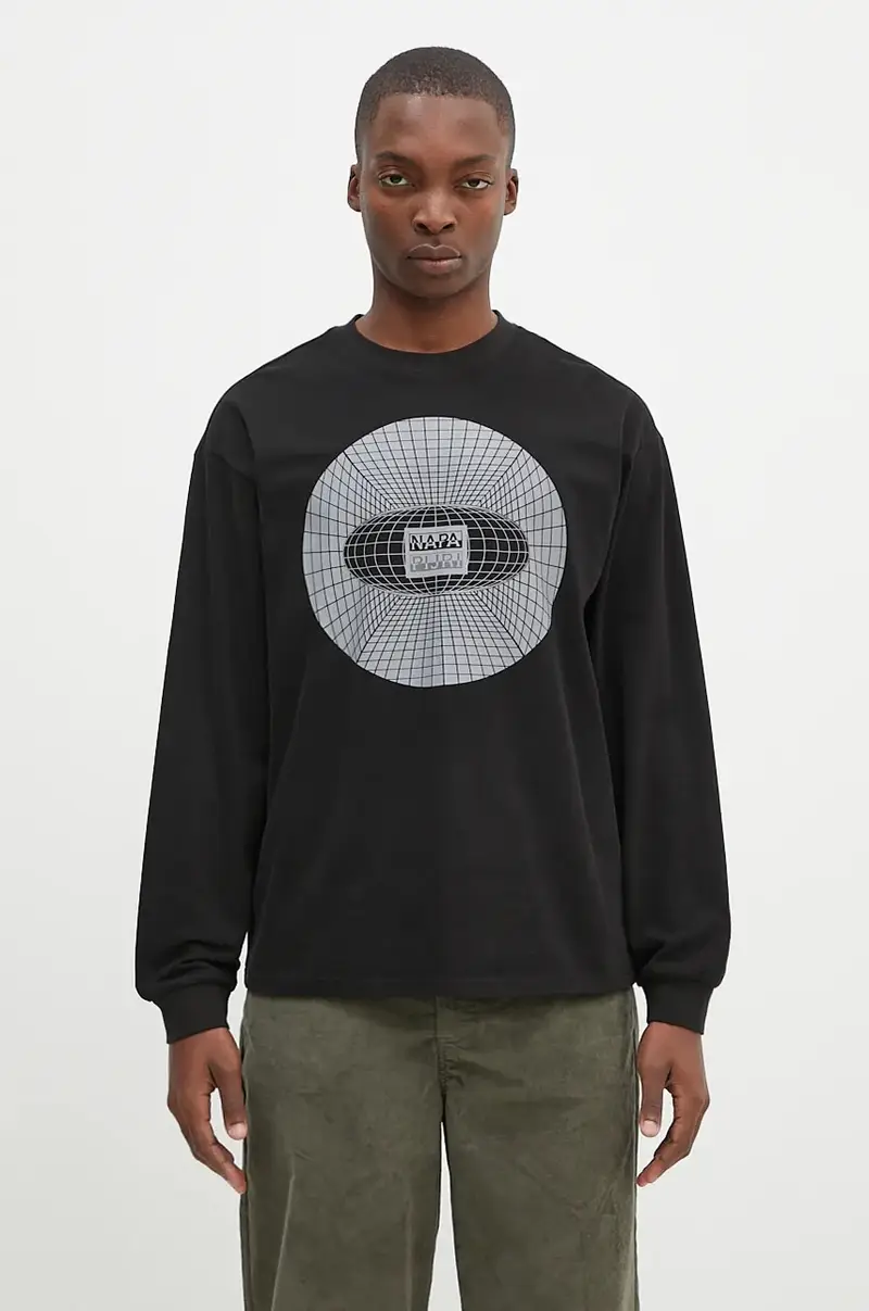 top a maniche lunghe in cotone S-Jaman Ls colore nero NP0A4I9E9411