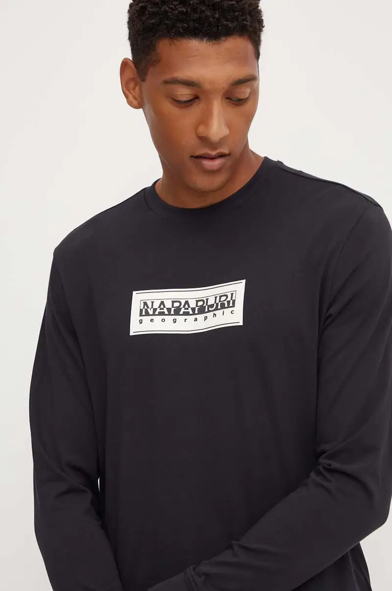 top a maniche lunghe in cotone Suze colore nero con applicazione NP0A4I3M0411