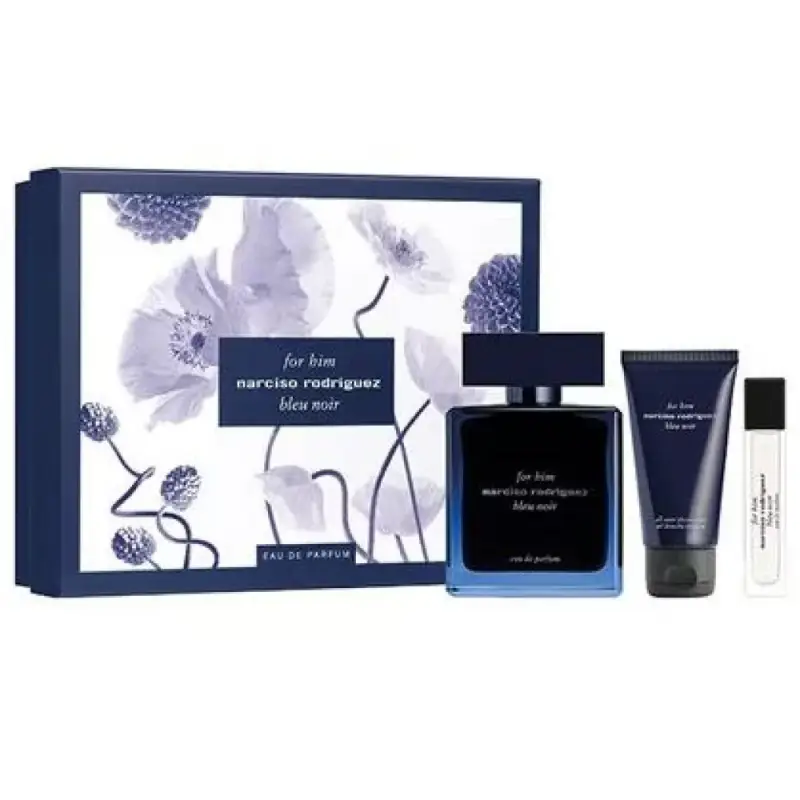 Set Narciso Rodriguez Bleu Noir Eau de Parfum da uomo 100ml + Bleu Noir Eau de Parfum da uomo 10ml + Bleu Noir Gel doccia detergent