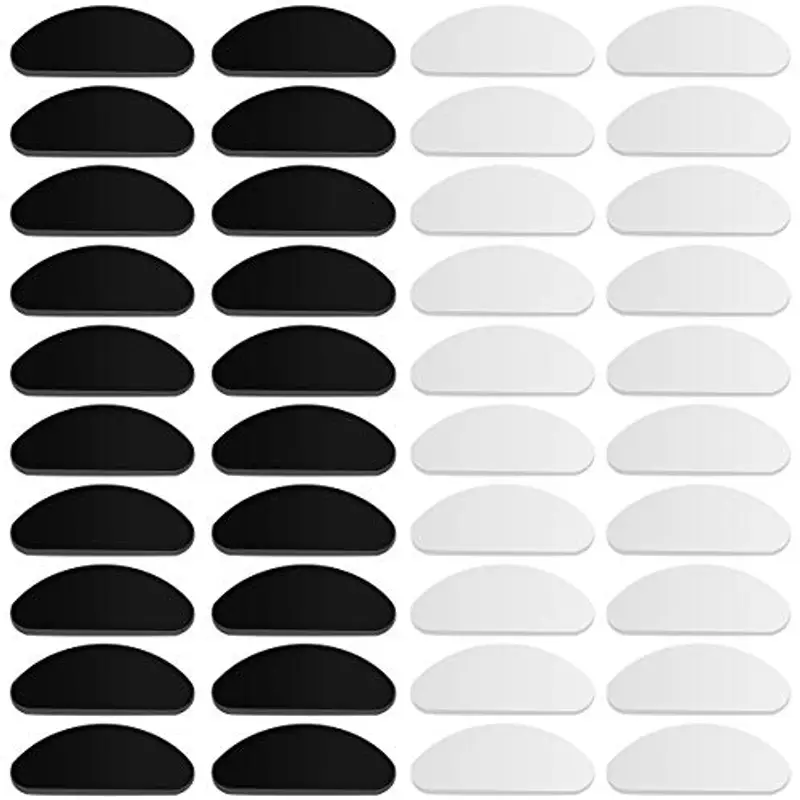 NATUCE 20 Paia 1mm Naselli Occhiali Silicone Adesivi, Naselli per Occhiali Autoadesivi Bastone Morbido Silicone Cuscinetti (10 paia Trasparente + 10 paia Nero)