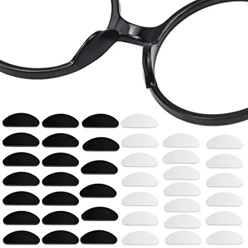 NATUCE 20 Paia 1mm Naselli Occhiali Silicone Adesivi, Naselli per Occhiali Autoadesivi Bastone Morbido Silicone Cuscinetti (10 paia Trasparente + 10 paia Nero) miniatura 2