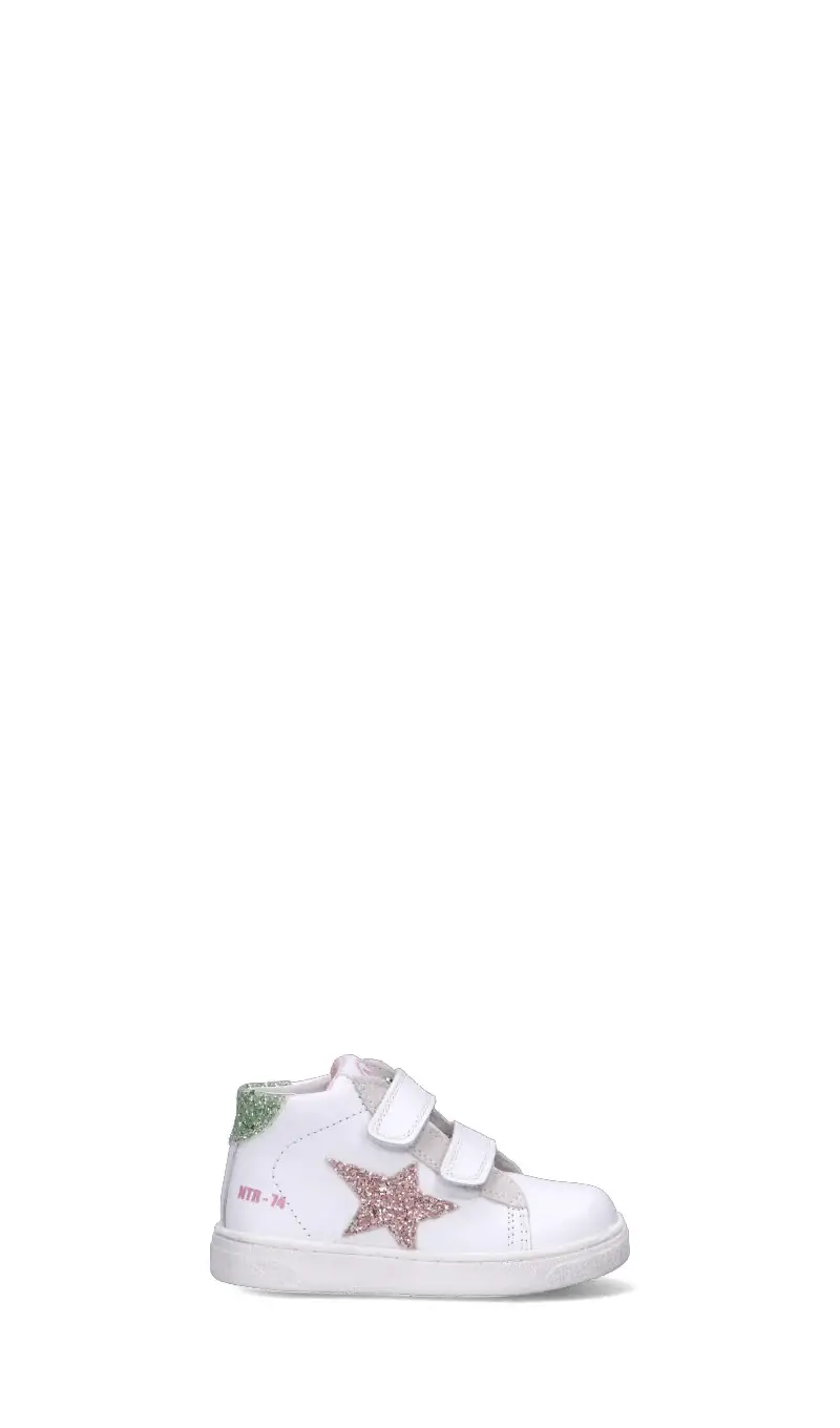 Sneaker bimba bianca, verde e rosa in pelle Vario