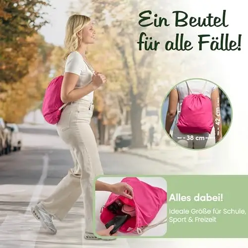 Naturstube 1 sacca da ginnastica in cotone (38 x 42 cm), certificata Oeko-TEX, sacchetto di stoffa e sacchetto sportivo miniatura 2