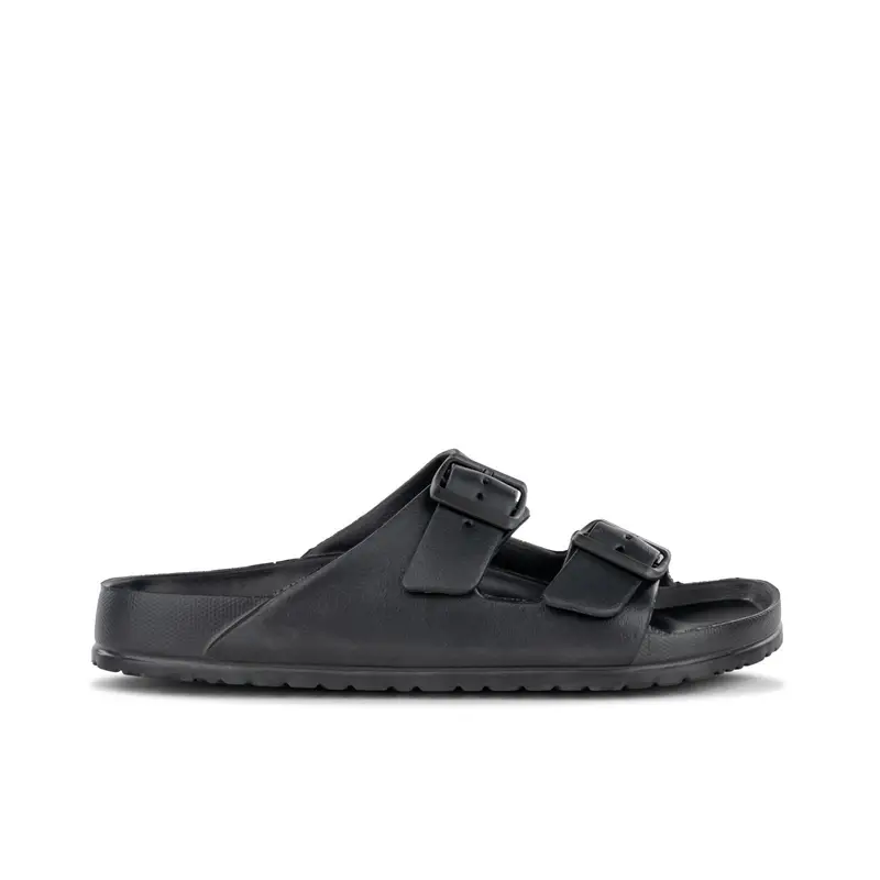 Ciabatte mare nere da uomo in gomma con doppia fibbia