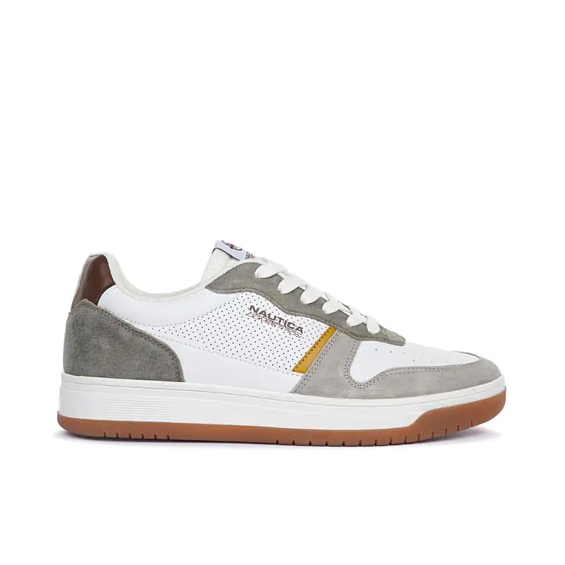 Sneakers bianche con inserto traforato e logo