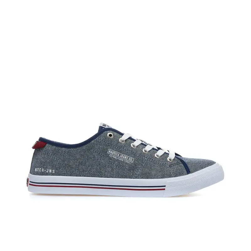 Sneakers blu in tela con logo