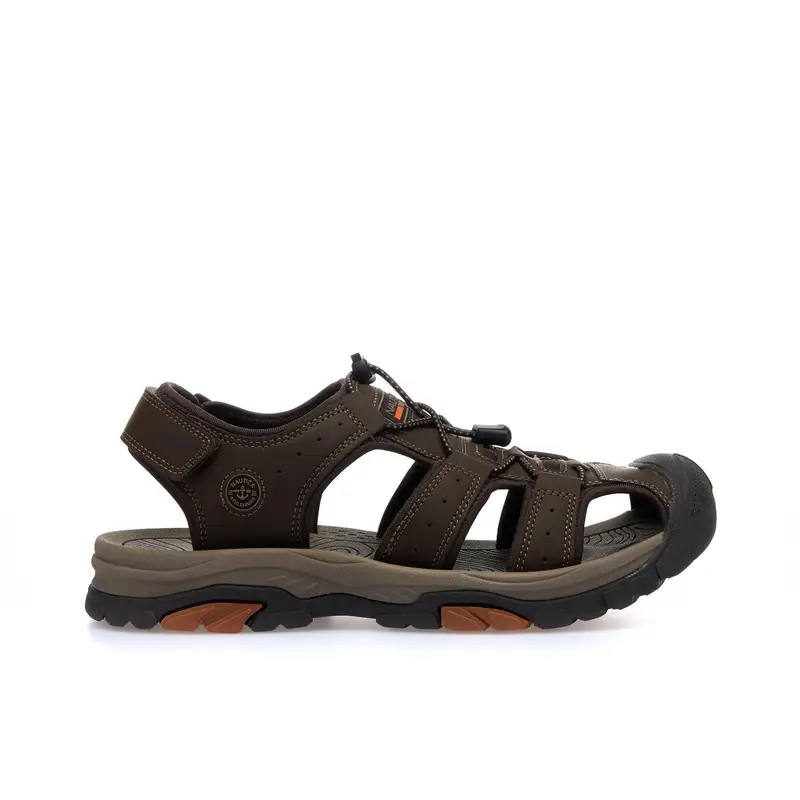 Sandali sportivi marroni con strappo e gabbia