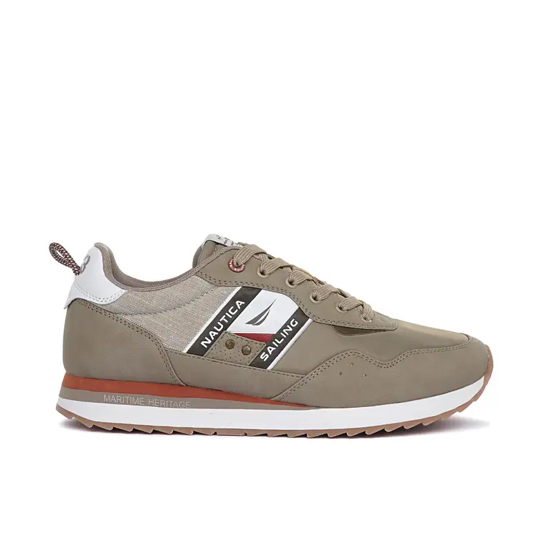 Sneakers beige con logo laterale