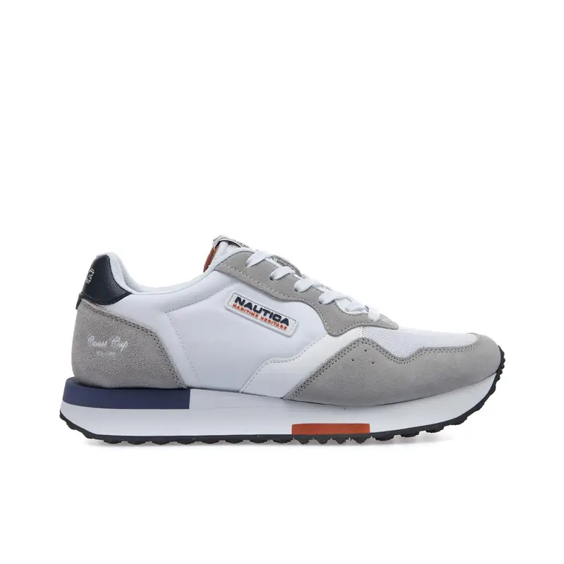 Sneakers bianche e grgie con suola in gomma