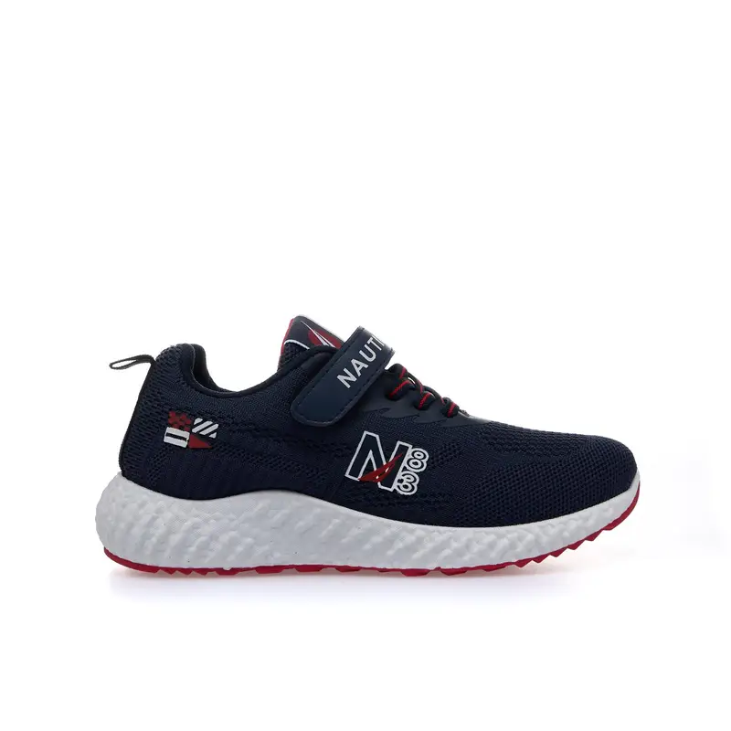 Sneakers junior blu con strappo e lacci