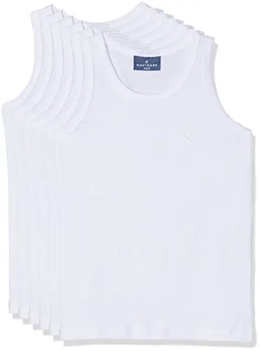 Navigare 13021 (Pacco Da 6), Canottiera Bambini e ragazzi, Bianca, 5 confezione da 6