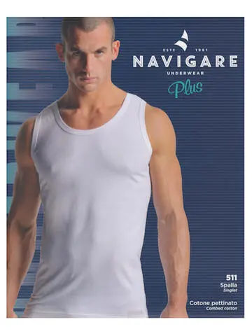 CANOTTIERA TAGLIE FORTI IN COTONE PETTINATO UOMO NAVIGARE 511-XL