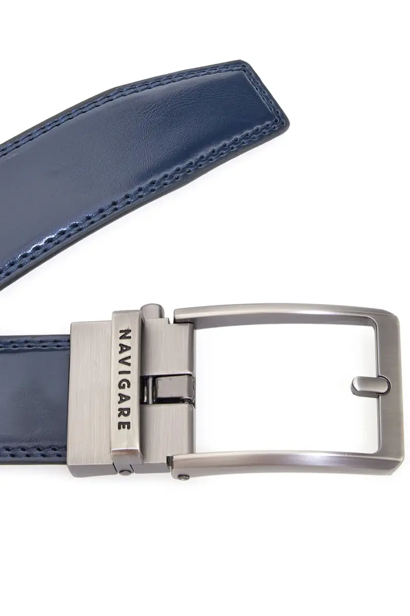 Cintura blu in pelle con fibbia in metallo Navigare A3878-35 [BLU] miniatura 3