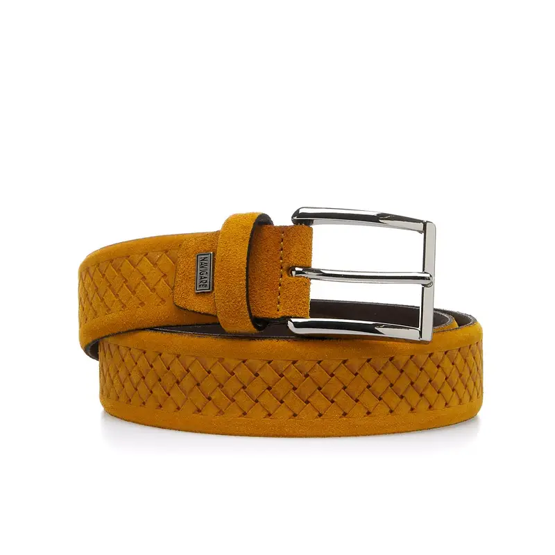 Cintura da uomo ocra effetto intrecciato