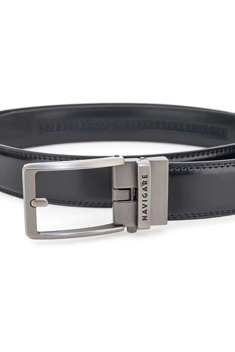Cintura nera in pelle con fibbia in metallo Navigare A3878-35 [NERO] miniatura 3