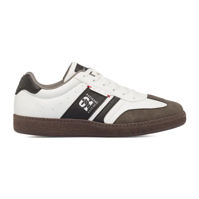 Sneakers bianche da uomo con lacci e logo laterale