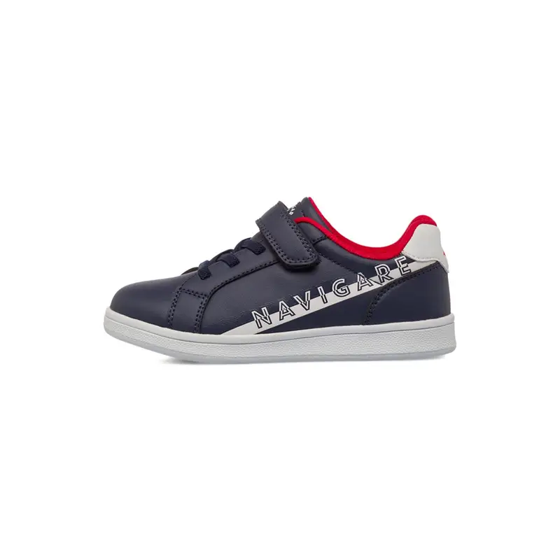 Sneakers blu da bambino con maxi logo laterale e velcro