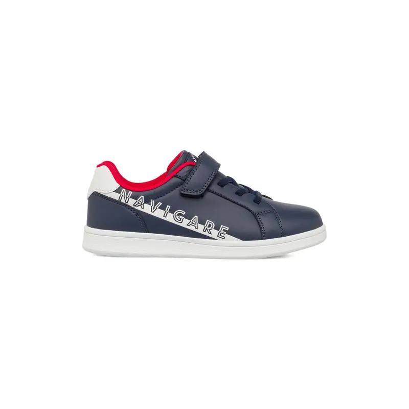 Sneakers blu da bambino con velcro e logo laterale