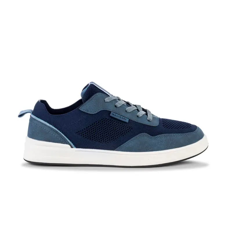 Sneakers blu da uomo con inserti in tessuto lavorato