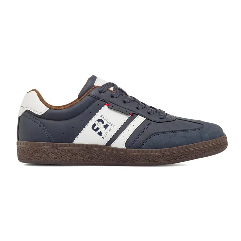 Sneakers blu da uomo con lacci e logo laterale