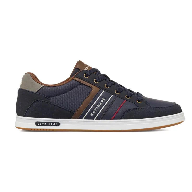 Sneakers blu da uomo con scritta logo laterale