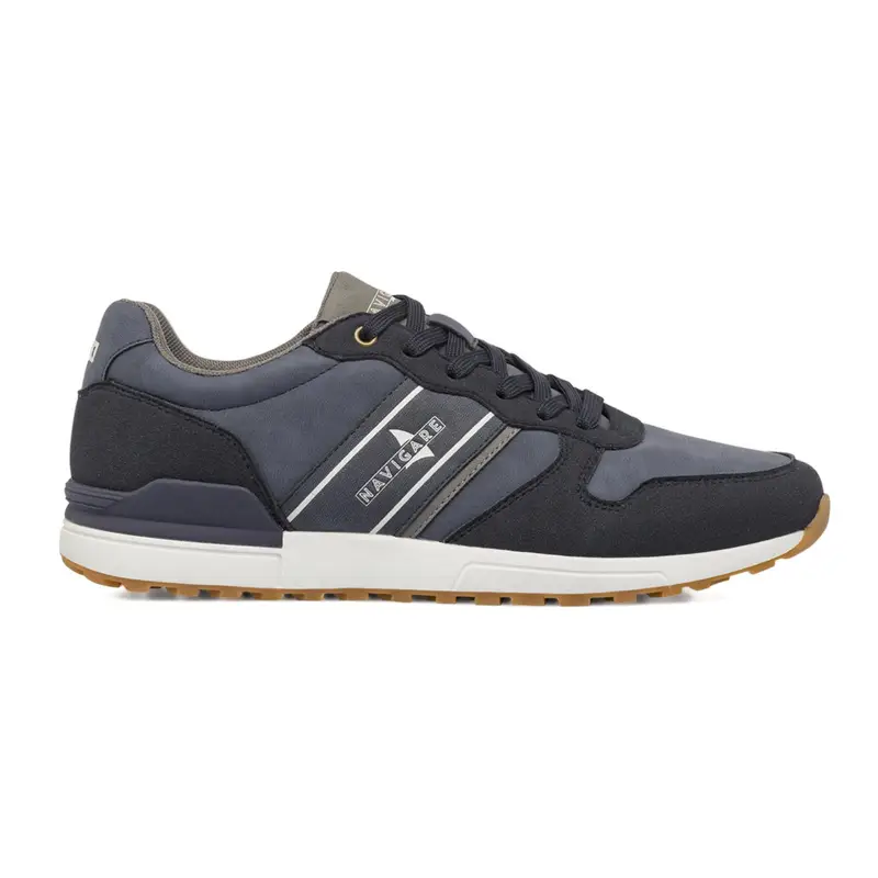 Sneakers blu da uomo con scritta logo laterale