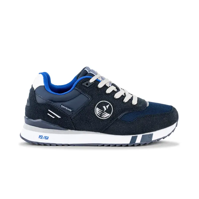 Sneakers blu da uomo con stemma laterale