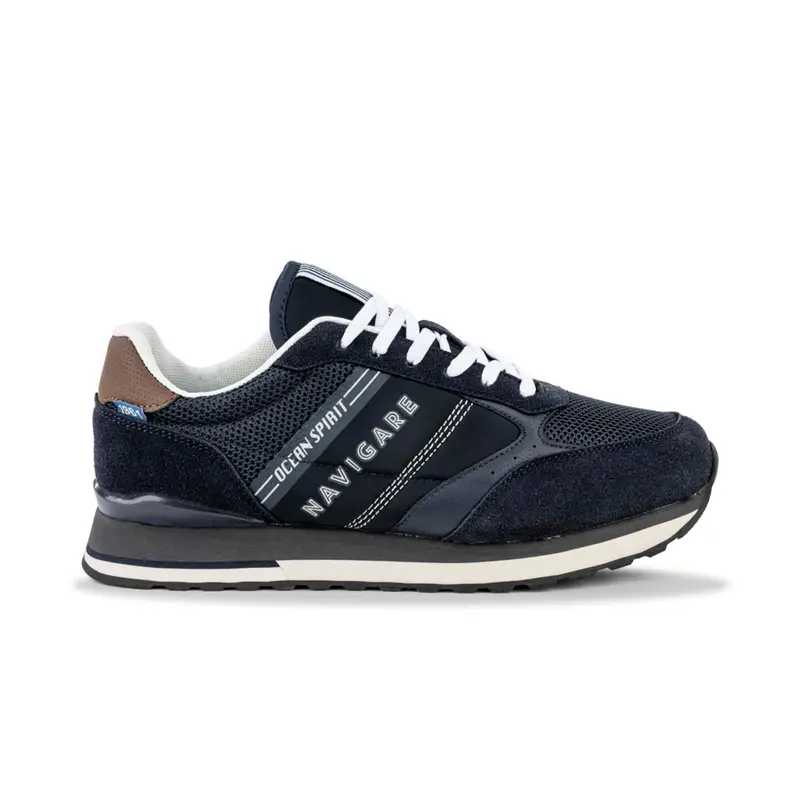 Sneakers blu da uomo in tessuto con stemma logo