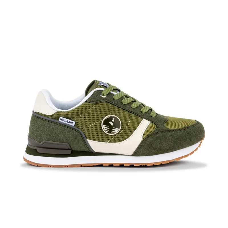 Sneakers verdi da uomo in tessuto con stemma logo