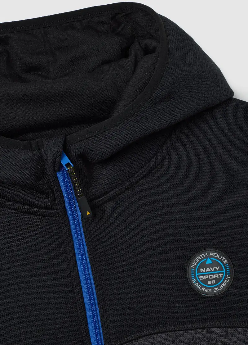 Giubbotto Nero E Grigio Pesante Con Cappuccio, Unisex, Nero miniatura 2