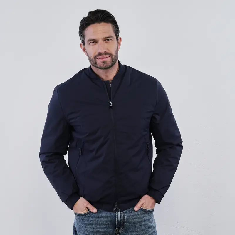 Giacca blu da uomo con zip