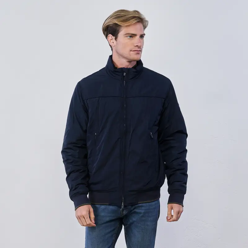 Giacca corta blu da uomo in tessuto tecnico