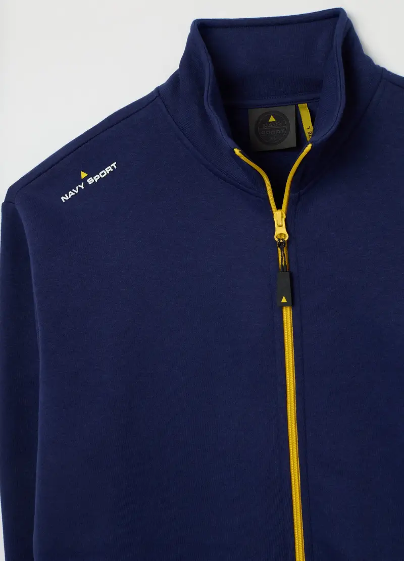 Felpa Blu Da Bambino In Misto Cotone Con Zip, Unisex, Blu miniatura 2