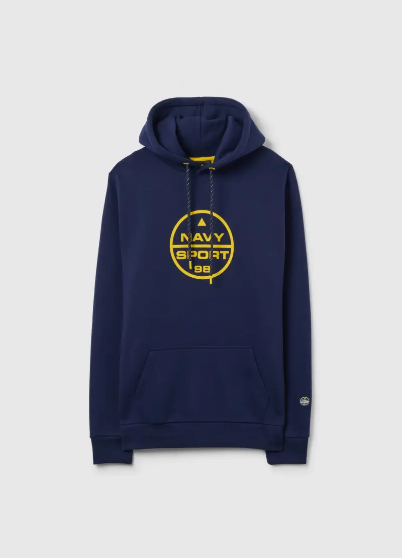 Felpa Con Cappuccio Blu In Misto Cotone Regular Fit, Unisex, Blu