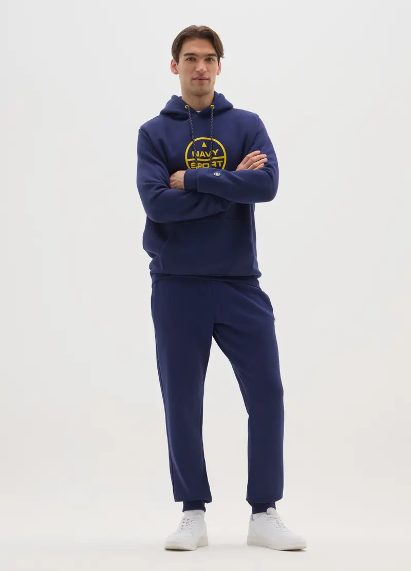 Felpa Con Cappuccio Blu In Misto Cotone Regular Fit, Uomo, Blu miniatura 2