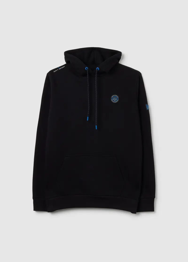 Felpa Da Bambino In Misto Cotone Nero Con Cappuccio, Unisex, Nero