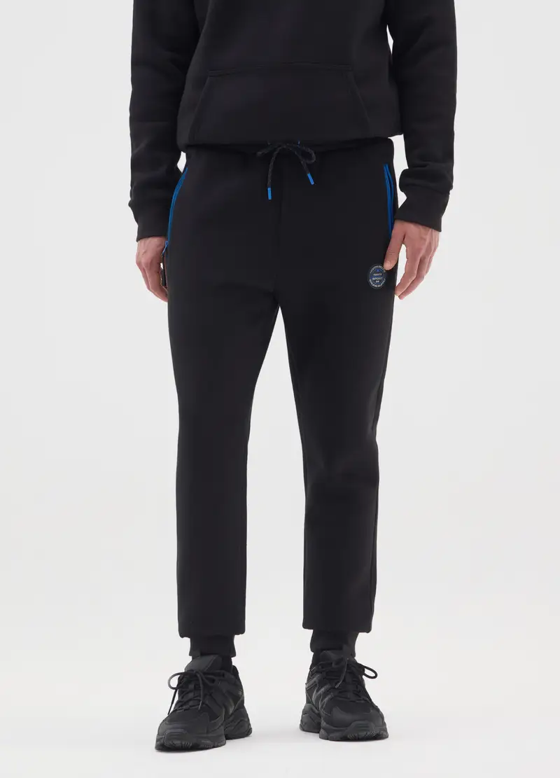 Pantaloni Sportivi In Misto Cotone Nero Regular Fit, Uomo, Nero miniatura 2