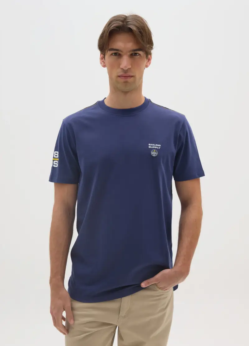 T-shirt In Puro Cotone Blu, Uomo, Blu