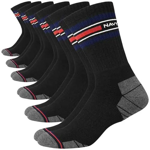 NAVYSPORT Advance Serie calzini sportivi da uomo con cuscino attivo extra resistenti multiuso, Confezione da 6, Taglia: