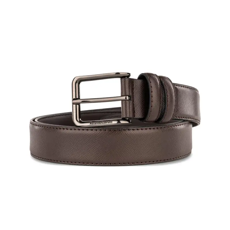 Cintura marrone da uomo con cuciture